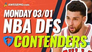 FANDUEL NBA DFS PICKS TODAY | Top 10 ConTENders Mon 3/1 | NBA DFS Simulations