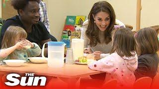 Kid yells 'poo poo' at Kate Middleton as she serves breakfast to nursery children in south London