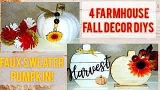 4 Farmhouse Fall Dollar Tree DIYs | Sweater Pumpkin | Candy Corn Pinecone | Pumpkin Crafts | 2020