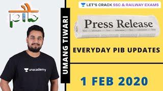 8:45 AM - 1 Feb 2020 | Everyday PIB Updates | SSC CGL/RRB NTPC | Umang Tiwari