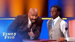 Steve Harvey threatens to destroy the set if THIS is up there! | Family Feud