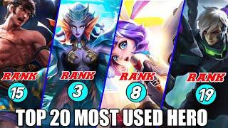 TOP 20 MOST USED HEROES IN THE MONTH OF MAY | MOBILE LEGENDS TOP20 HEROES