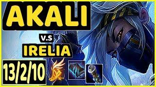 RAGNER (AKALI) vs IRELIA - 13/2/10 KDA TOP CHALLENGER GAMEPLAY - EUW