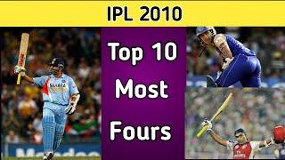 IPL 2010 Top 10 Most Fours a Batsman in IPL history by MY Cricket Series