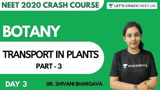 Transport in Plants | Part 3 | Crash Course for NEET 2020 | Day 3 | Botany | Dr. Shivani Bhargava