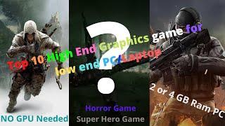 Top 10 High End Graphics Games for low end PC/Laptop 2GB ram No GPU needed, in Dual Core in 2022