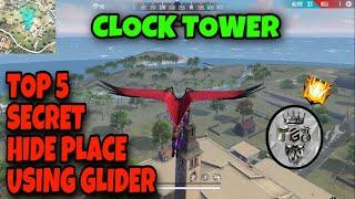 Top 5 secret hide place using glider in clock tower for rank pushing in free fire tricks tamil
