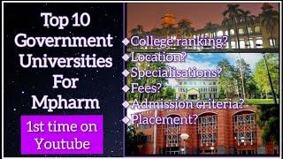 Top 10 government universities for Mpharm course in 2020