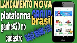 lançamento top:GROUP-BRASIL:ganhe $20 no cadastro:saque mínimo $100 reais.