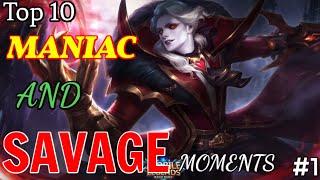 TOP 10 MANIAC AND SAVAGE BEST MOMENT #1|MOBLIE LEGENDS BB|