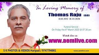 Funeral Service: Thomas Raju (68), Pandalam