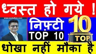 NIFTY CRASH TODAY | NIFTY TOP 10 STOCKS LEVELS TODAY | LATEST SHARE MARKET NEWS TODAY IN HINDI