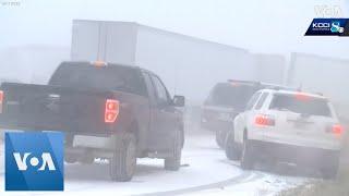 50 Vehicles Pile Up on Icy Iowa Highway