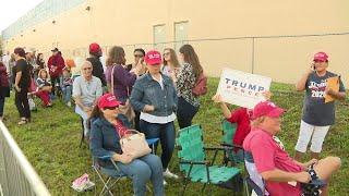 Trump supporters line up to see president at evangelical church