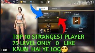 FREE FIRE TOP 10 STRANGEST PLAYER 75 LEVEL 0  LIKE . MUST WATCH. ANISH GAMER