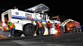 Asphalt Paving Work Repairing Bad Top Wearing Surface On The Airport Runway