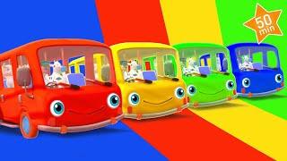 Learn Colors with Wheels On The Bus Song + Kids Songs & Nursery Rhymes | MiniBus