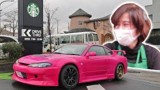 STARBUCKS GIRL FREAKS OUT OVER MY CAR!