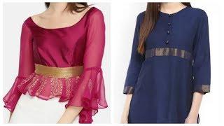 Top 10 classy plain kurti design ideas,office wear kurti designs,ethnic short tunic designs