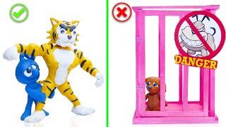 Tiny Keeps Wild Tiger in Cage - LIVE Stop Motion Cartoons Animation