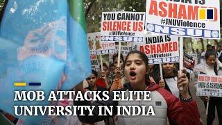 Students and teachers attacked during rampage at top university in India’s capital New Delhi