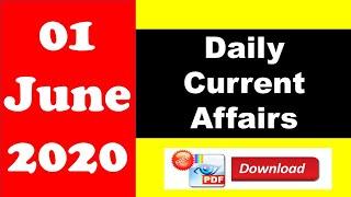 Top 10 Current Affairs of 1 June 2020 || Daily Current Affairs PDF