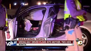 Wrong-way driver plows into mother, two kids