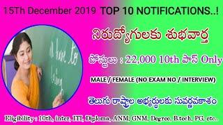 15th December 2019 top 10 notifications || Central and state government job updates 2020