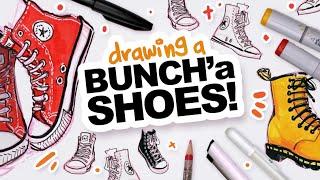 Filling a Sketchbook Spread WITH SHOES! | Tips and Such, I guess