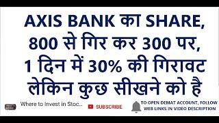 AXIS BANK का SHARE 800 से गिर कर 300 पर | 1 दिन में 30% की गिरावट | AXIS BANK SHARE NEWS | AXIS BANK