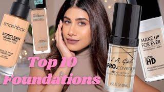 MY TOP 10 FOUNDATIONS | Malvika Sitlani