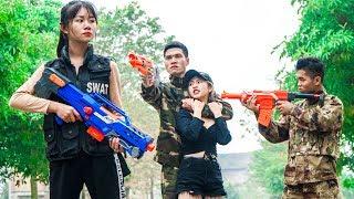 XGirl Nerf War: X Girl Rescuing Cherry ! SEAL US Nerf Guns Fight Criminal Team