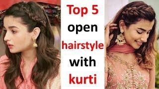 top 5 open hairstyle for kurti || party hairstyles || hair style girl || easy hairstyles | hairstyle