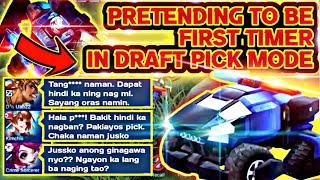 PRETENDING TO BE A FIRST TIMER IN DRAFT PICK MODE PRANK | SCAMMER DAW ANG JOHNSON KO HAHAHA | MLBB