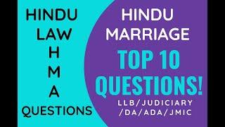 TOP 10 Questions Hindu Act ( Hindu Marriage Act 1955 lecture in hindi )