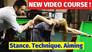 Video Course. "SNOOKER BASICS. Stance. Aiming. Cue action."