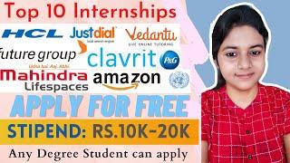 Top 10 Best Internships in India | Earn up-to Rs.20000/Month | Internship in HCL Amazon JustDial etc