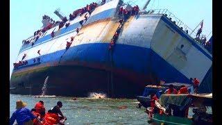 Rescue People From Sinking Ships In Big Storm