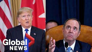 Trump calls Schiff "deranged" and a "sick person" in explosive impeachment rant at NATO