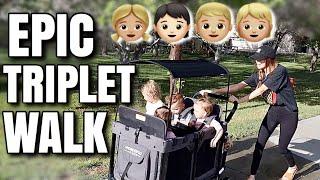 Mom Takes Her Triplets & Toddler on EPIC WAGON RIDE | Best Stroller Wagon For Multiple Babies