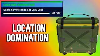 Fortnite Search ammo boxes at Lazy Lake Guide - LOCATION DOMINATION (All Stages)