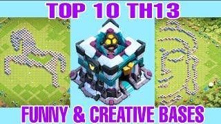 TOP 10 TH13 FUNNY/TROLL BASES 2020 WITH LINK | TH13 BEST FUNNY & CREATIVE BASES - Clash with kvn