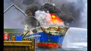 Top 10 Crashing Big ships after fire! Sinking ships