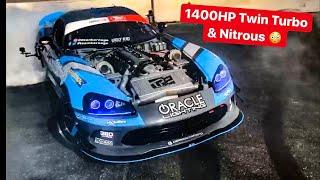 WORLDS FIRST TWIN TURBO NITROUS DODGE VIPER DRIFT CAR! *1400 HP*