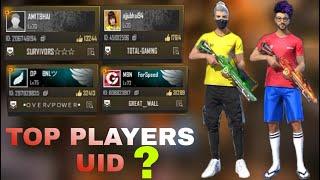 Free Fire Top Players Uid Number / Free Fire Famous YouTubers id