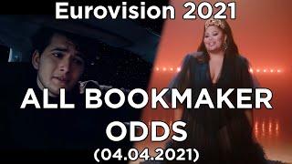 Eurovision 2021 - Top 39 by odds (on 04.04.2021) winning, top 3, top 10 and semi final chances