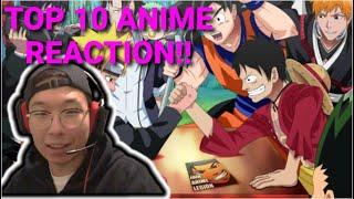 LUFFY OR NARUTO?? | Top 10 Most Popular Anime REACTION {while HIGH!!}