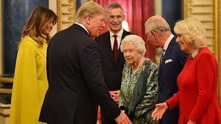 US President Trump meets the Queen at Nato reception