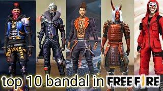 top 10 bandal in free fire || free fire popular bandal || diamond bandal || 2and gaming