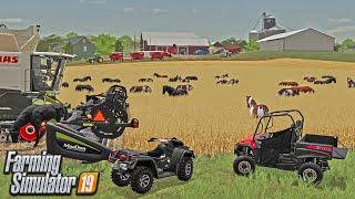 NEIGHBORS HORSES (100 STALLION HERD) GET OUT & DESTROY THE OATS (FSN MULTIPLAYER) FS19